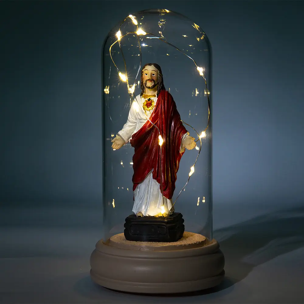 Virgin Mary Cijfers Met Licht Jesus Cross Katholieke Christus Kerststal Kribbe Gift Hars Ambacht Woondecoratie