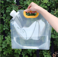 Vente en gros en stock sac d'emballage transparent de 5L 10L pour conteneur de stockage d'eau d'urgence pour liquide pochette à bec debout avec poignée