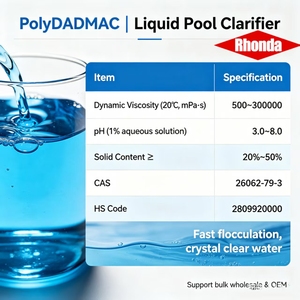 RHONDA Cloruro de Polidialildimetilamonio (PolyDADMAC) <span class=keywords><strong>Floculante</strong></span> Líquido de Clarificación Rápida para Tratamiento de Agua de Piscinas - Product Image 5