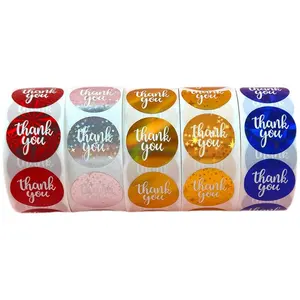 Round Holographic Thank You Stickers Small Business Stickers Hologram Labels Rainbow Foil Adhesive 3D Gold/silver Custom Sticker