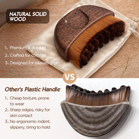Brosse faciale ovale en bois de noyer pour drainage lymphatique, adaptée au visage, au corps, au menton et à la ligne de la mâchoire, conçue pour s'adapter à la peau