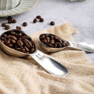 Juego de cucharas de metal y plata, <span class=keywords><strong>dos</strong></span> cucharas de mesa de 15ml y 30 ml, cuchara medidora de café de acero inoxidable, 2 juegos - Product Image 3