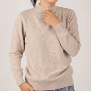 100% Sweater wanita kasmir Turtleneck atas Pullover musim dingin rajutan kustom leher kura-kura poliester katun wol Sweater kasmir 2024