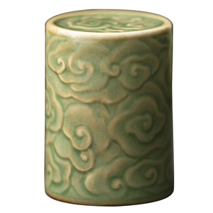 Support de couvercle en céramique rétro, glaçure verte, motif nuages porte-bonheur, pour tasses à thé, accessoires de service à thé, origine Dehua, lavage à la main uniquement - Product Image 5