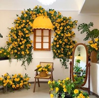 Guirlande de roses artificielles en soie style Monet, guirlande de fleurs suspendues pour vitrines