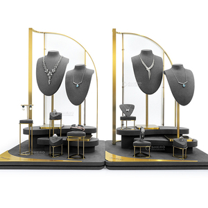 Présentoir de bijoux en daim microfibre présentoir de bijoux en métal ensemble collier bracelet anneau accessoires d'affichage - Product Image 3