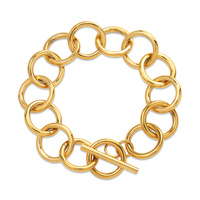 Bracelet chaîne épaisse plaqué or 18 carats pour femmes et hommes, maillons ronds larges, fermoir à bascule, bijoux en acier inoxydable, idéal pour un cadeau