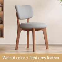 Chaise de salle à manger en cuir avec dossier rembourré, design minimaliste moderne, confortable, mobilier d'hôtel et de maison, luxe léger