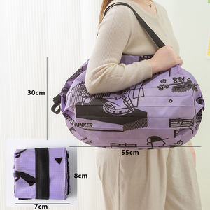 Sac de courses pliable et imperméable en tissu Oxford grande capacité avec motif de dessin animé pour l'épicerie et le rangement en supermarché - Product Image 6