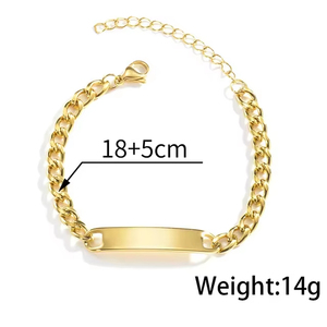 Brazalete de Cadena Cubana Curva con Logotipo Grabado Personalizado, Chapado en Oro de 18K, Joyería de Acero Inoxidable Hipoalergénica para - Product Image 6