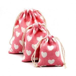 Eco Friendly Cute Printed Pink <b>Small</b> Cloth <b>Gift</b> Packaging Muslin Linen Cotton Canvas Drawstring Bags With Logo - Product Image 1