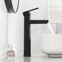 Robinet de douche en laiton de luxe noir mat à long col pour salle d'eau