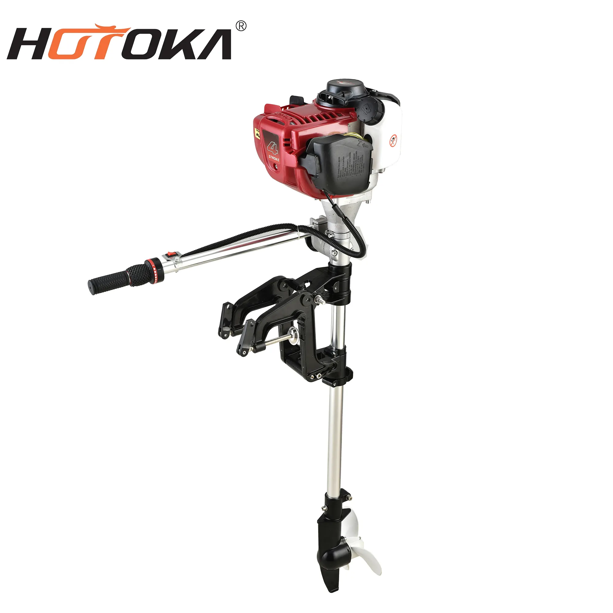 เครื่องยนต์ติดท้ายเรือ HOTOKA 50cc 4 จังหวะกระบอกเดียวเครื่องยนต์เรือจีนเบนซินเจ็ทออกเครื่องยนต์เรือสําหรับเรือ