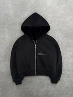 Sweat-shirt à capuche zippé court pour homme en polyester, coupe ample, épais, style streetwear, cardigan zippé, veste à capuche