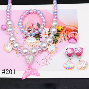 Collares de cuentas gruesas para niños, collar de perlas de sirena de colores, conjunto de joyería, regalo - Product Image 5