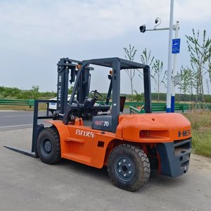 Chariot élévateur diesel Heli 70 de 7 tonnes d'occasion à bas prix, meilleure qualité avec boîte de vitesses, pompe, moteur, mât à deux étages et pneus pleins - Product Image 6