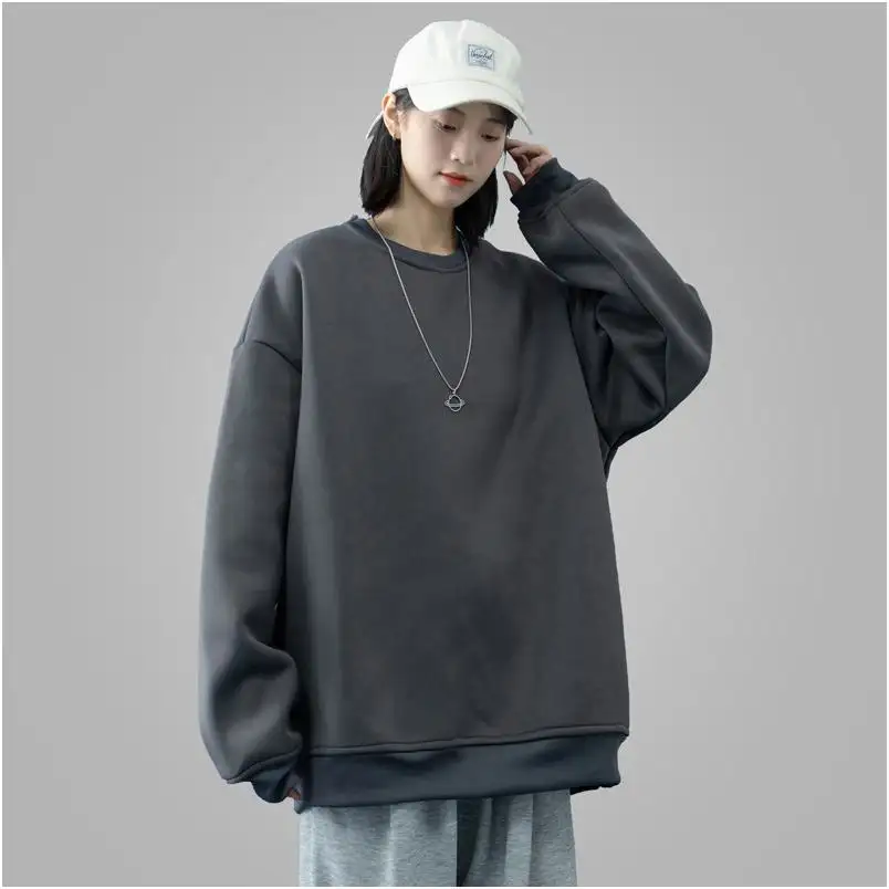 Hoodie For Women Puff Print Pullover Hoodie High Quality Heavyweight Crop Top Round Neck Vintage Washed Double Layer Hoodie