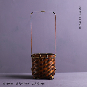 Bamboo Woven Flower Vase Chinese Antique Style Tea Ceremony Basket Handmade Natural Home Decoration Ornamental Plant Holder - Product Image 4