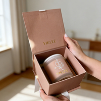 Caja magnética para una sola vela con cinta, embalaje de marca privada para velas de aromaterapia, caja magnética con tapa abatible.