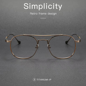 Osicare M3077 di lusso di marca <span class=keywords><strong>Vintage</strong></span> occhiali ottici a doppio ponte lato in ottone <span class=keywords><strong>Cornice</strong></span> <span class=keywords><strong>Cornice</strong></span> di Design in titanio occhiali in vetro cornici - Product Image 3