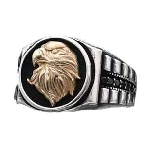 Eagle Head Men's <b>Ring</b> Two-Tone Alloy Punk Style Fashion Jewelry Gift <b>Ring</b> - Product Image 5