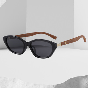 Lunettes de soleil polarisées haut de gamme pour <span class=keywords><strong>femme</strong></span>, branches effet bois, anti-UV, pour visages fins, usage quotidien - Product Image 3
