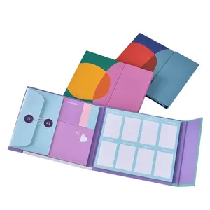 Imprimé personnalisé couverture rigide magnétique coloré Notes autocollantes avec emvelope plié combinaison bloc-notes ensemble bloc-notes à faire liste