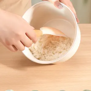 Cuillère à riz verticale en silicone avec manche en bois, antiadhésive, anti-brûlure, durable, pelle à nourriture, ustensiles de cuisine durables - Product Image 4