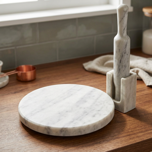 Planche à rouler en marbre écologique faite à la main avec motif rayé, ensemble pour faire des roti et des chapati, Kumar &sons India - Product Image 2