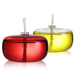 Toptan el yapımı boyama kırmızı renk Mini cam parfümlü yağ kandili lamba dekorasyon için mumlar