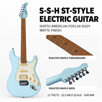 Gitar Elektrik Leher Maple Bodi Poplar 6-Senar Profesional untuk Pelajar, Perjalanan, Ramah Pemula