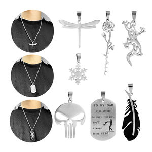 Liontin Nama Personalisasi Grosir Custom Baja Anti Karat 316L Liontin <span class=keywords><strong>Fashion</strong></span> Liontin Tengkorak Mawar Kalung - Product Image 6