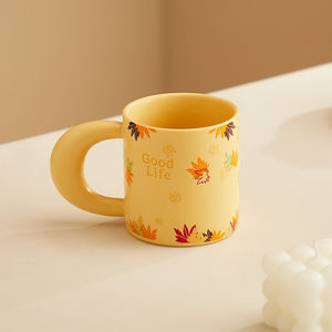 Vente en gros de tasses à café en céramique de style nordique, 300-400 ml, motif végétal, tasse rétro pour les fêtes, personnalisable, 400 ml, pour le bureau et la maison - Product Image 4