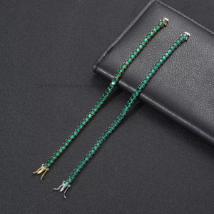 4Mm Green Zirconium Tennis <b>Bracelet</b>, <b>Copper</b> Inlaid Single Row Zircon <b>Bracelet</b> Tanjing Fashion Lijing Necklace - Product Image 1