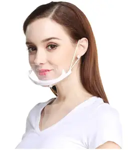 Protector facial y bucal, transparente, antivaho, correa elástica ajustable Visera de plástico transparente para camarero, visera de PVC para Chef