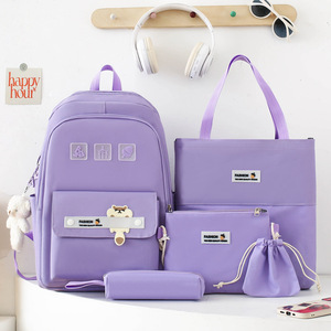 กระเป๋าเป้สะพายหลังนักเรียน/นักศึกษา สีพื้น เรียบง่าย จุของได้เยอะ เหมาะกับทุกโอกาส สำหรับผู้หญิง  วัสดุไนลอน  แบบมีซิป  ขายส่งข้ามพรมแดน - Product Image 5