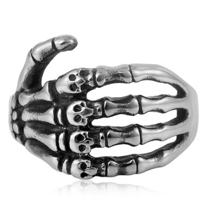 Yunnique – bague en forme de main squelette, couleur or et acier, bijoux de style Punk pour hommes, cadeau - Product Image 4