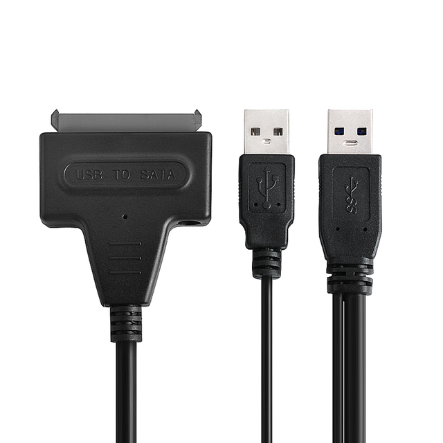 Dual USB3.0 to SATA Adapter Converter Cable 7+15 Pin 22 Pin PVC Jacket 12 Months Warranty in Stock