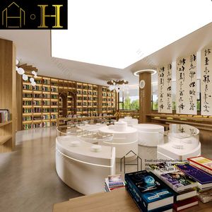 Estantería de madera de diseño moderno y grande personalizada para exhibir muebles de biblioteca de escuela y hotel - Product Image 2