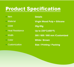 Fluoreszenz freies doppelseitiges silikon beschichtetes Back papier Jumbo-Rollen-Geschenk papier für Brot-und Keks-Lebensmittel größen - Product Image 2