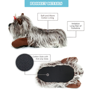 Pantuflas <span class=keywords><strong>de</strong></span> <span class=keywords><strong>Peluche</strong></span> <span class=keywords><strong>de</strong></span> Perro Yorkshire con Suela Antideslizante, Pantuflas <span class=keywords><strong>de</strong></span> <span class=keywords><strong>Peluche</strong></span> <span class=keywords><strong>de</strong></span> Perro, Cálidas y Peludas para Invierno, Zapatos <span class=keywords><strong>de</strong></span> Casa para Interiores, Venta al por Mayor - Product Image 3