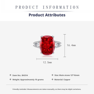 Ensemble de bijoux de mariage unisexe en cuivre plaqué or avec collier et pendentif en zircone cubique rouge haute teneur en carbone, taille 12*16mm, vente en gros - Product Image 3