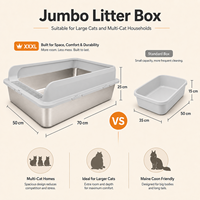 Litière pour chat en acier inoxydable XXL semi-fermée, durable, vente en gros directe d'usine