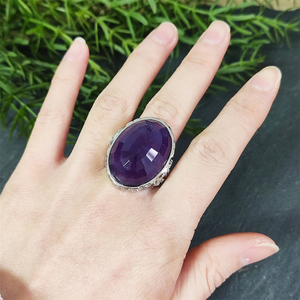 <span class=keywords><strong>Bijoux</strong></span> rétro plaqué argent bague en pierre <span class=keywords><strong>véritable</strong></span> haute qualité <span class=keywords><strong>améthyste</strong></span> amazonite labadorite bague ouverte réglable <span class=keywords><strong>bijoux</strong></span> en gros - Product Image 6