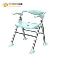 Chaise de douche pliable brevetée avec petit dossier, légère et peu encombrante