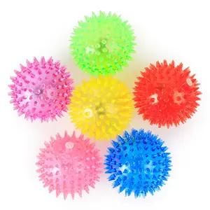 Indestructible Durable Glowing in the dark Ultra bounce solid core pet cat interactive spiky squeaker ball dog toy 9cm