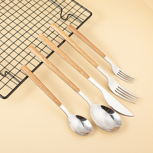 Phong cách retro Màu đỏ gỗ màu xử lý thép không gỉ xử lý thiết lập dao kéo cho nhà Flatware - Product Image 3
