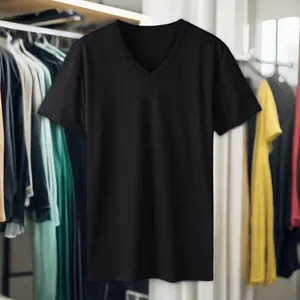 2023 नई शैली ग्रीष्मकालीन खाली परिधान वी नेक क्रॉप्ड बॉक्सी हेवी वेट मुद्रित टी शर्ट पुरुषों के कपड़े पुरुषों के लिए मुद्रित