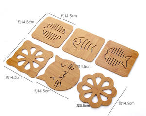 010 Tapis de dessous de plat en bambou naturel pour sous-verres isolés de conception animale de cuisine - Product Image 5