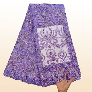 Français brillant Net broderie paillettes dentelle tissu haute qualité africain maille paillettes dentelle tissu pour les femmes soirée - Product Image 3